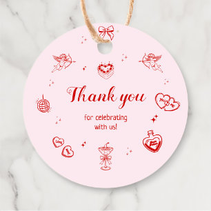 Girly Red Coquette Galentine's Party Favour Tags