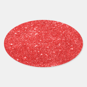 Girly red glitter   oval sticker