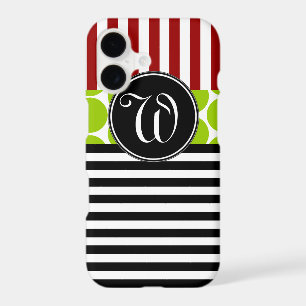 GIRLY RED GREEN BLACK STRIPES PATTERN
