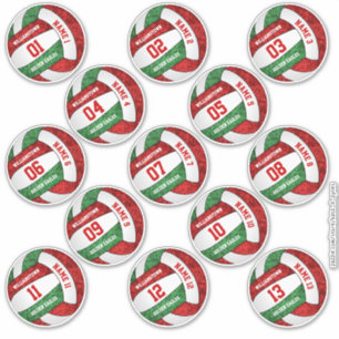 girly red green volleyball player names set 13