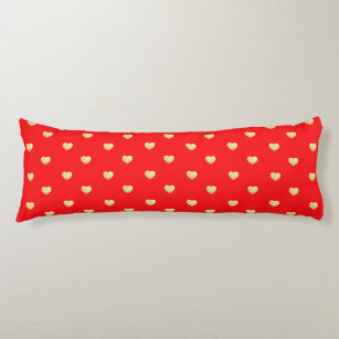 Girly Red Hearts Gold Faux Foil Pattern Body Cushion