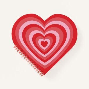 Girly Red Pink Heart Y2K Pattern Notebook