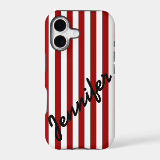 Girly, Red Stripes with Name iPhone 5 Case