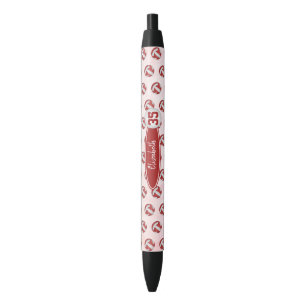 girly red white personalised volleyball black ink pen