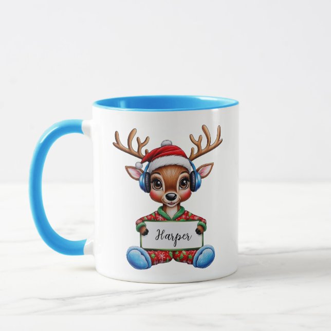 Girly Reindeer Christmas Mug  (Left)
