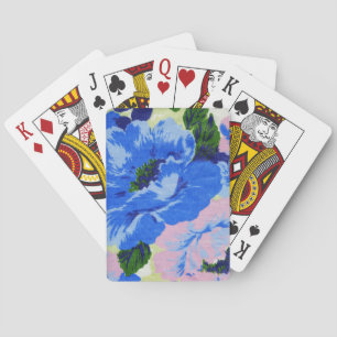 Girly Retro Blue and Pink Pretty Floral Playing Cards