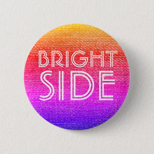 Girly Retro Rainbow Bright Side Happy  6 Cm Round Badge