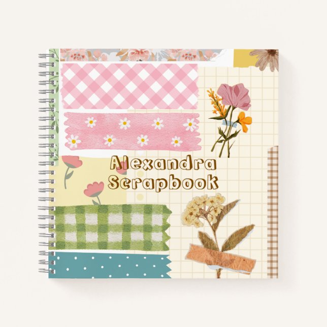 Girly retro style scrapbook paper background cute notebook (Front)