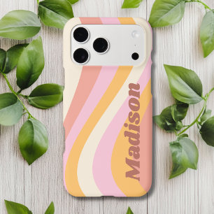Girly Retro Vintage Wave Personalised Name Case-Ma