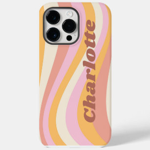Girly Retro Vintage Wave Personalised Name iPhone 14 Pro Max Case