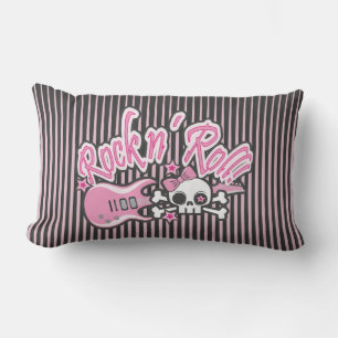 Girly Rock n' Roll Skull Lumbar Cushion