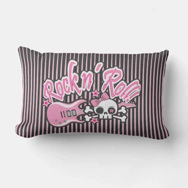 Girly Rock n' Roll Skull Lumbar Cushion (Front)