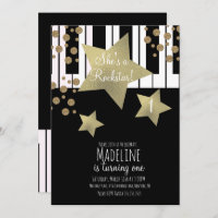 Girly Rockstar Guitar Faux Gold Star Piano