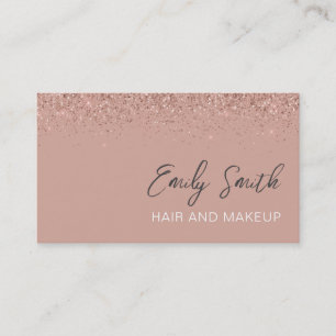 Girly Rose Gold Blush Pink Glitter Business Card