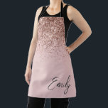 Girly Rose Gold Blush Pink Glitter Monogram Apron<br><div class="desc">Girly Rose Gold - Blush Pink Sparkle Glitter Brushed Metal Monogram Name Apron. This makes the perfect sweet 16 birthday,  wedding,  bridal shower,  anniversary,  baby shower or bachelorette party gift for someone that loves glam luxury and chic styles.</div>