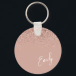 Girly Rose Gold Blush Pink Glitter Monogram Keycha Key Ring<br><div class="desc">Rose Gold - Blush Pink Sparkle Glitter Script Monogram Name Keychains (Key Chain). This makes the perfect sweet 16 birthday,  wedding,  bridal shower,  anniversary,  baby shower or bachelorette party gift for someone that loves glam luxury and chic styles.</div>
