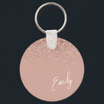 Girly Rose Gold Blush Pink Glitter Monogram Keycha Key Ring<br><div class="desc">Rose Gold - Blush Pink Sparkle Glitter Script Monogram Name Keychains (Key Chain). This makes the perfect sweet 16 birthday,  wedding,  bridal shower,  anniversary,  baby shower or bachelorette party gift for someone that loves glam luxury and chic styles.</div>