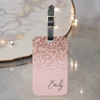 Girly Rose Gold Blush Pink Glitter Monogram
