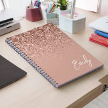 Girly Rose Gold Blush Pink Glitter Monogram Notebook<br><div class="desc">Rose Gold - Blush Pink Sparkle Glitter Script Monogram Name Spiral Notebook Planner. This makes the perfect sweet 16 birthday,  wedding,  bridal shower,  anniversary,  baby shower or bachelorette party gift for someone that loves glam luxury and chic styles.</div>