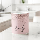 Girly Rose Gold - Blush Pink Glitter Sparkle Coffee Mug<br><div class="desc">Girly Rose Gold - Blush Pink Sparkle Glitter Brushed Metal Monogram Name and Initial Coffee Cup or Mug. This makes the perfect sweet 16 birthday,  wedding,  bridal shower,  anniversary,  baby shower or bachelorette party gift for someone that loves glam luxury and chic styles.</div>