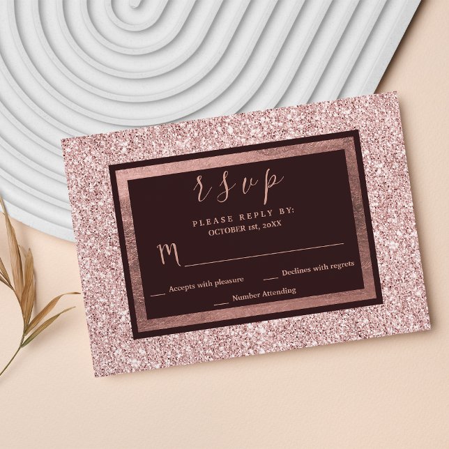 Girly rose gold burgundy glitter RSVP (Girly rose gold burgundy glitter RSVP )