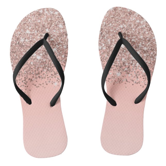 Girly Rose Gold Confetti Pink Gradient Ombre Jandals (Footbed)