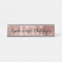 Girly Rose Gold Glam Diamond Sparkle Monogram Name
