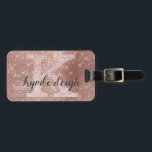 Girly Rose Gold Glam Diamond Sparkle Monogram Name Luggage Tag<br><div class="desc">This trendy, sophisticated and unique glam girly design features a customisable monogram in pale rose gold in popular serif typography along with a customisable name in popular script with a hand-lettered look in dark grey. The background includes brushed rose gold metal and glimmering diamonds for added glitter and sparkle. You...</div>