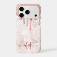 Girly Rose Gold Glam Glitter Drips