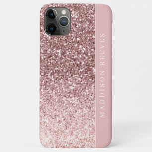 Girly Rose Gold Glitter Blush Monogram Case-Mate iPhone Case