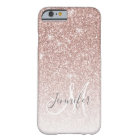 Girly Rose Gold Glitter Blush Monogram Name