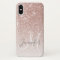 Girly Rose Gold Glitter Blush Monogram Name