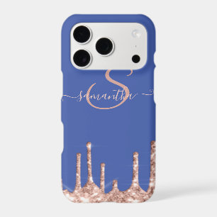 Girly Rose Gold Glitter Drips,Monogram