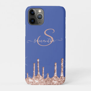 Girly Rose Gold Glitter Drips,Monogram Case-Mate iPhone Case