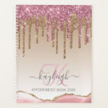 Girly Rose Gold Glitter Drips Ombre Monogram 2024 Planner<br><div class="desc">Modern, girly rose gold glitter drips on gold sand brown white ombre background spiral 2024 or any year appointment book and planner. This design features blush pink rose gold and dark yellow gold sparkle glitter drips on gold sand brown white ombre background with name and monogram text template. At the...</div>
