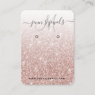 Girly Rose Gold Glitter Jewellery Earring Display Business Card