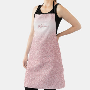 Girly Rose Gold Glitter Ombre Personalised Apron