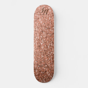 Girly Rose Gold Glitter Sparkle Personalised Skateboard