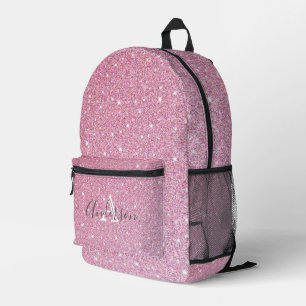 Girly Rose Gold Glitter Sparkles Monogram Name Pr Printed Backpack