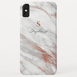 Girly Rose Gold Glitter & White Monogram Case-Mate iPhone Case