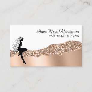 *~* Girly Rose Gold Long Hair Goddess Beauty Business Card