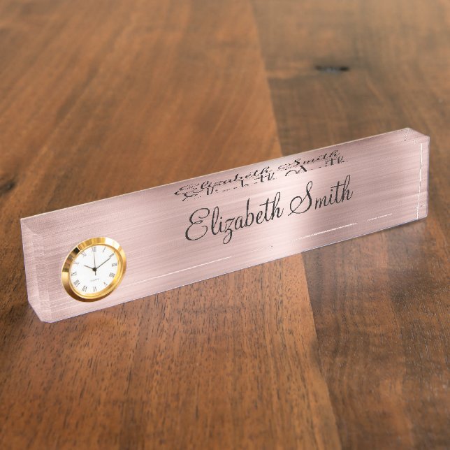 Girly Rose Gold Metallic Nameplate (Side)