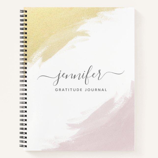 Girly Rose Gold Monogram Personalised Notebook (Front)