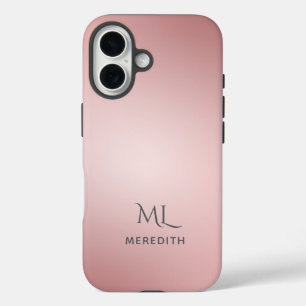 Girly Rose Gold Ombre Personalized Name iPhone 16 Case