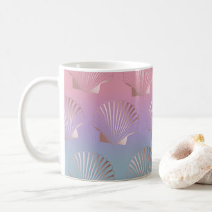 Girly rose gold seashell pattern colourful coffee mug