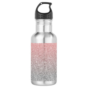 Girly Rose Gold & Silver Ombre Glitter Design 532 Ml Water Bottle