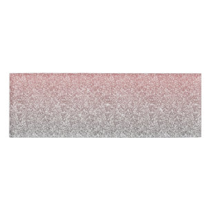 Girly Rose Gold & Silver Ombre Glitter Design Name Tag