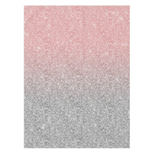 Girly Rose Gold & Silver Ombre Glitter Design Tablecloth