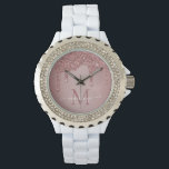 Girly Rose Gold Sparkle Glitter Drips Monogram Watch<br><div class="desc">Girly Rose Gold Sparkle Glitter Drips Monogram Watch with fashion faux blush pink/rose gold glitter drips on a chic background with your custom monogram and name. Please contact us at cedarandstring@gmail.com if you need assistance with the design or matching products.</div>