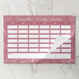 Girly Rose Gold Weekly School Schedule 